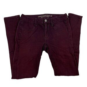 American Eagle Red Burgundy Jegging Size 4 Skinny Leg Low Rise Stretch Denim